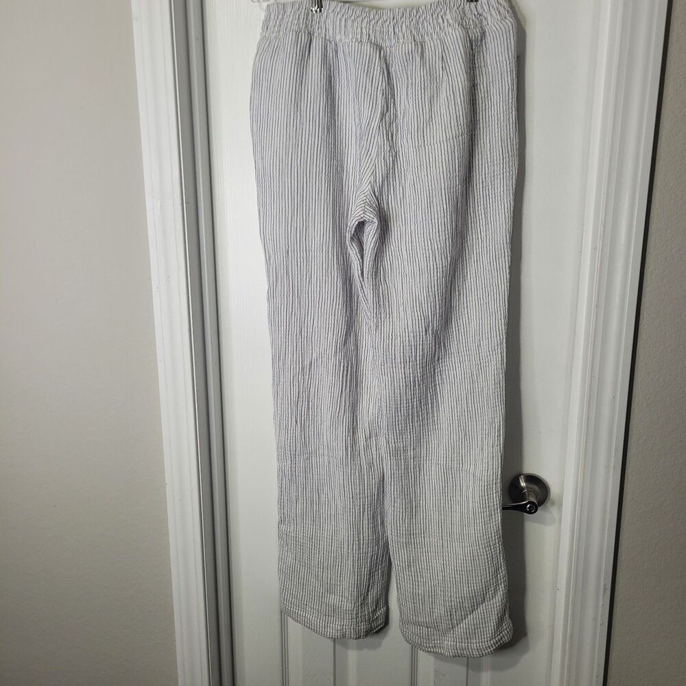 J. Jill XS pants elastic waistband striped texture pockets straight - Picture 2 of 9
